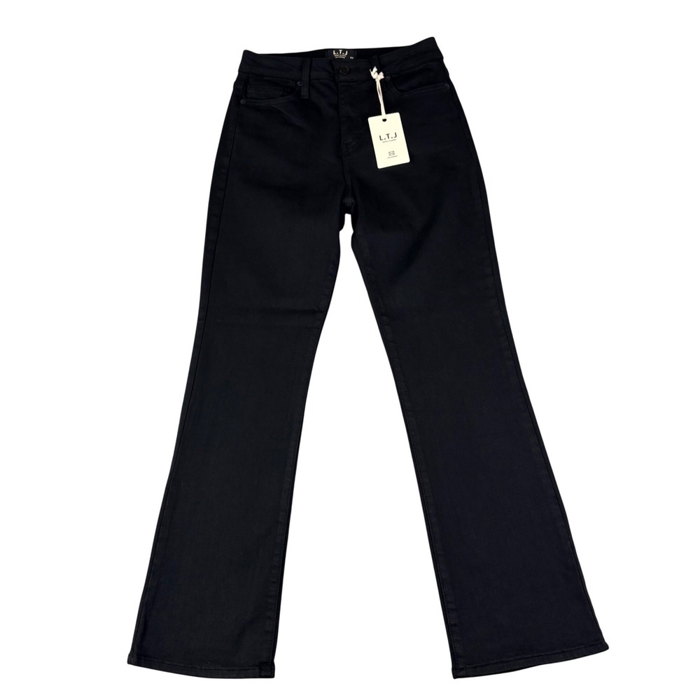 L.T.J Womens 24 Black Flare Jeans High Rise Made in USA Minimalist Grunge NWT